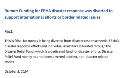 FEMA Creates ‘Rumor Response’ Webpage, Claims Agency Is Not Spending Disaster Relief Funds on Migrants